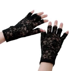 Goth Party Sexy Dressy Women Lady Lace Gloves Mittens AccessoriesFingerless Black White 011C