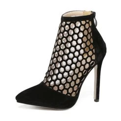 Summer Style Open Toe Breathable Boots Shoes Women High Heels Sandals Woman Fashion Heels Black Ladies Botines Mujer ZY603