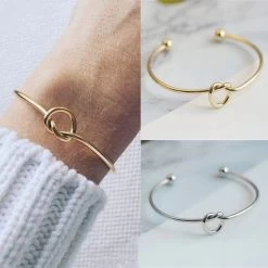 Knot Cuff Bracelets & Bangles Women Jewelry Simple Glossy LOVE Valentine's Day