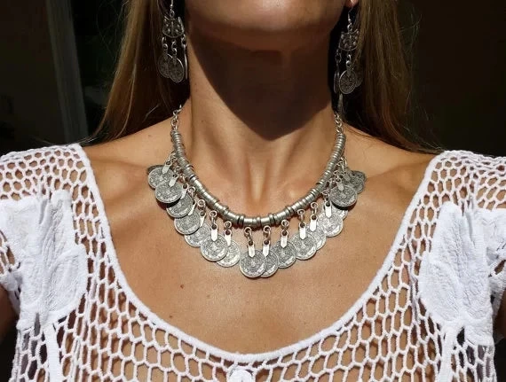 Boho Vintage Ethnic Metal Coins Necklace For Women Gypsy Choker Collar Statement Necklaces Afghan Turkish Maxi Festival Jewelry - Image 12