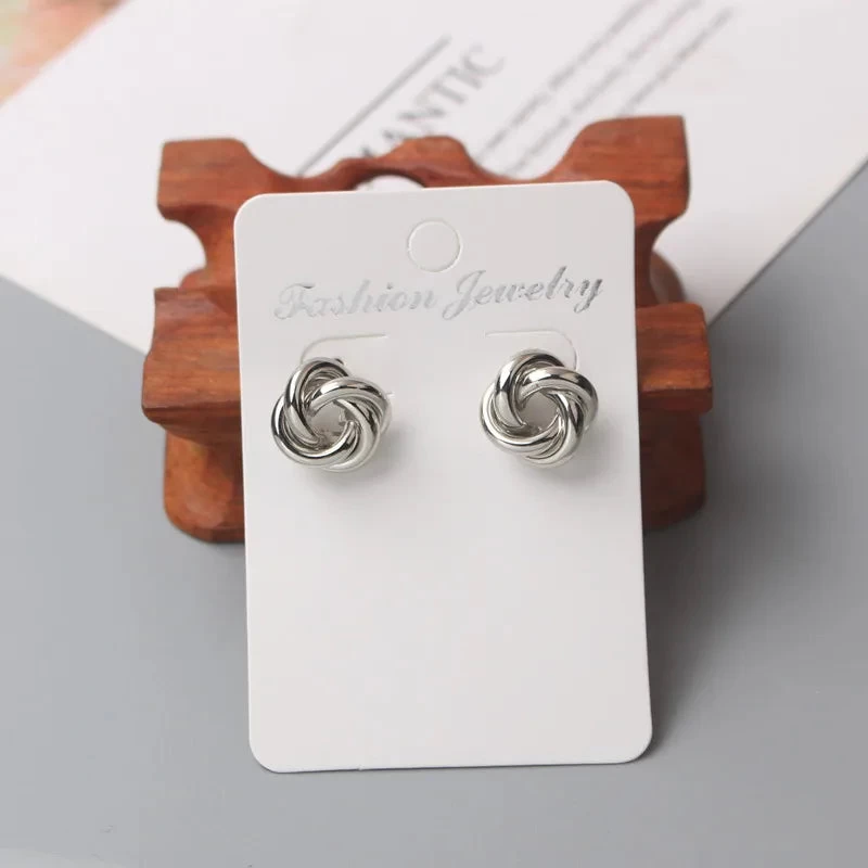 Tiny Metal Stud Earrings For Women Gold Color Twist Round Earrings Small Unusual Earrings - Image 5