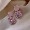 Vintage Purple Shiny Crystal Geometric Women Earrings Contracted Sweet Lovely Fine Shiny Drop Earrings Jewelry