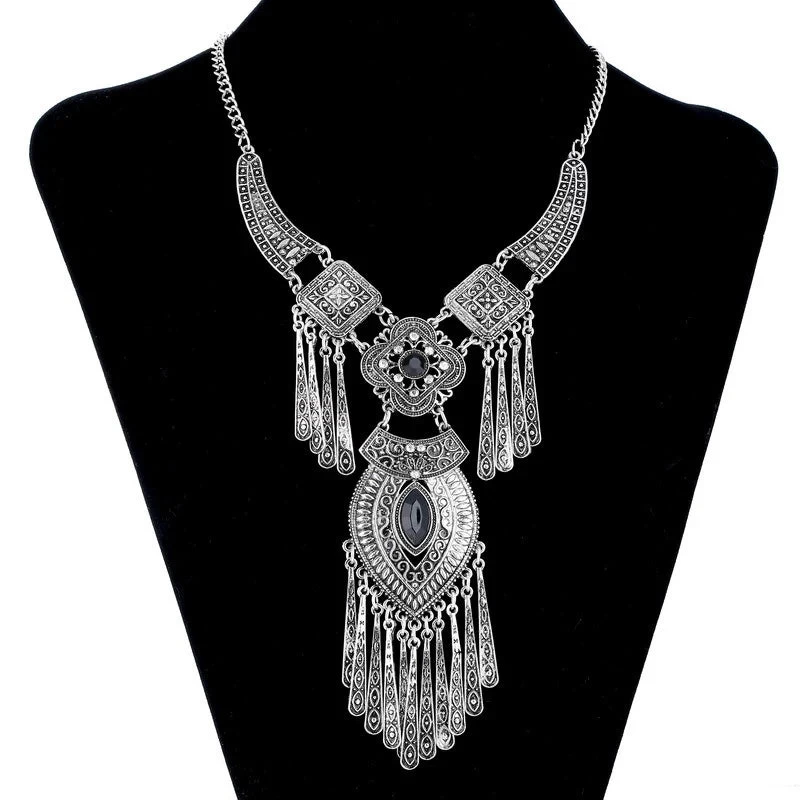 Bohemian Choker Collar Necklace Vintage Tassel Statement Maxi Long Necklace For Women Collier Femme Jewelry