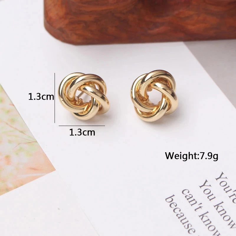 Tiny Metal Stud Earrings For Women Gold Color Twist Round Earrings Small Unusual Earrings - Image 3