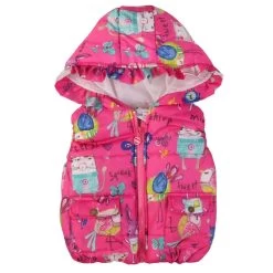 Winter Outerwear Coats Animal Graffiti Thick Princess Girls Vest Hooded Kids Jackets Baby Girl Warm Waistcoat