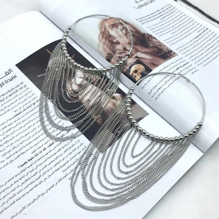 Circular Metal Long Tassel Earrings For Women Indian Jewelry Chain Dangle Earrings Gold Color Ball - Image 10