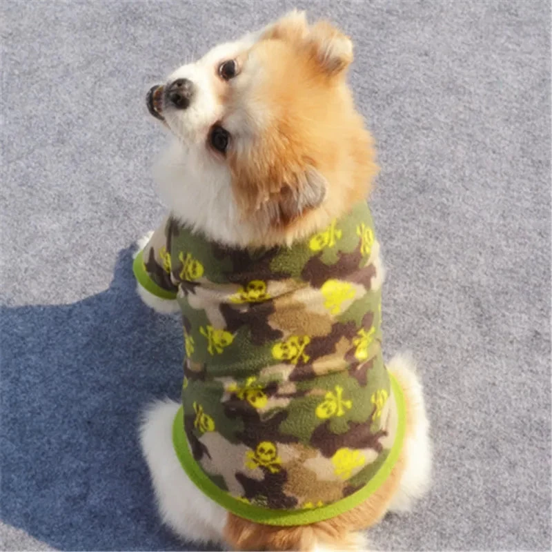 Warm Fleece Pet Dog Clothes Cute Skull Printed Pet Coat Puppy Dogs Shirt Jacket French Bulldog Pullover Camouflage Dog Clothing - Image 6