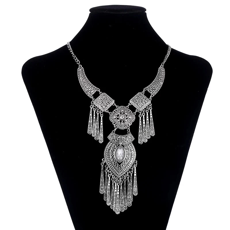 Bohemian Choker Collar Necklace Vintage Tassel Statement Maxi Long Necklace For Women Collier Femme Jewelry - Image 3