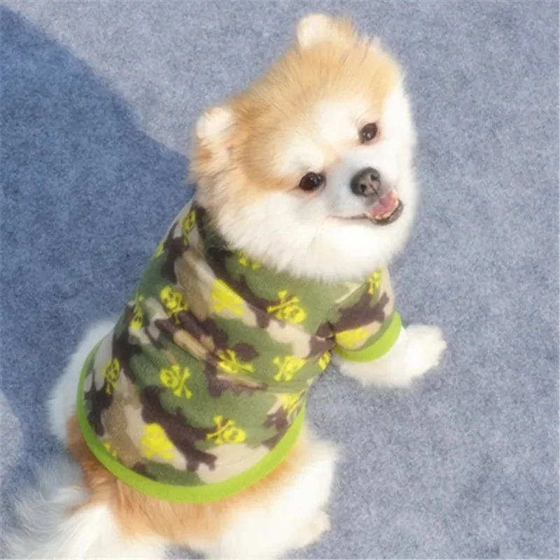 Warm Fleece Pet Dog Clothes Cute Skull Printed Pet Coat Puppy Dogs Shirt Jacket French Bulldog Pullover Camouflage Dog Clothing - Image 8