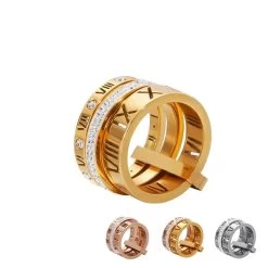 Roman Numerals Engagement Wedding Rings For Women Stainless Steel S Rose Gold Color Ladies Luxury Ring Bohemian Jewellery