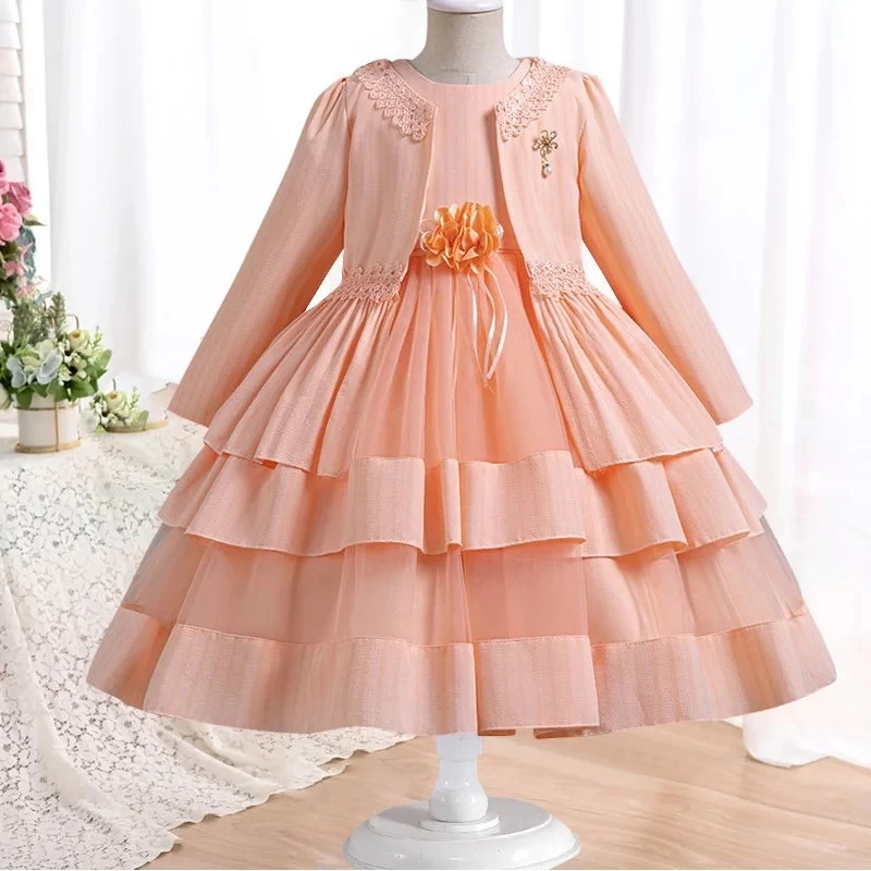 Dress Long Sleeved Birthday Party Elegant Evening Dress Performance Fluffy Girl Princess Dress - Image 15