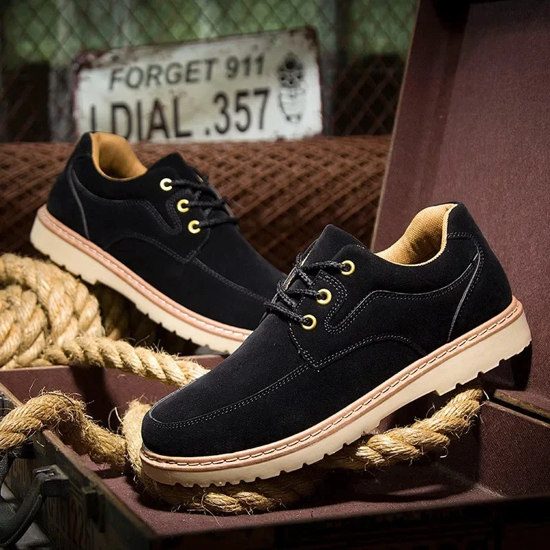 Outdoor Men Working Shoes Brown Suede Casual Shoes British Style Business Man Shoe Classic Vintage Male Shoes Thick Sole Sneaker - Image 3