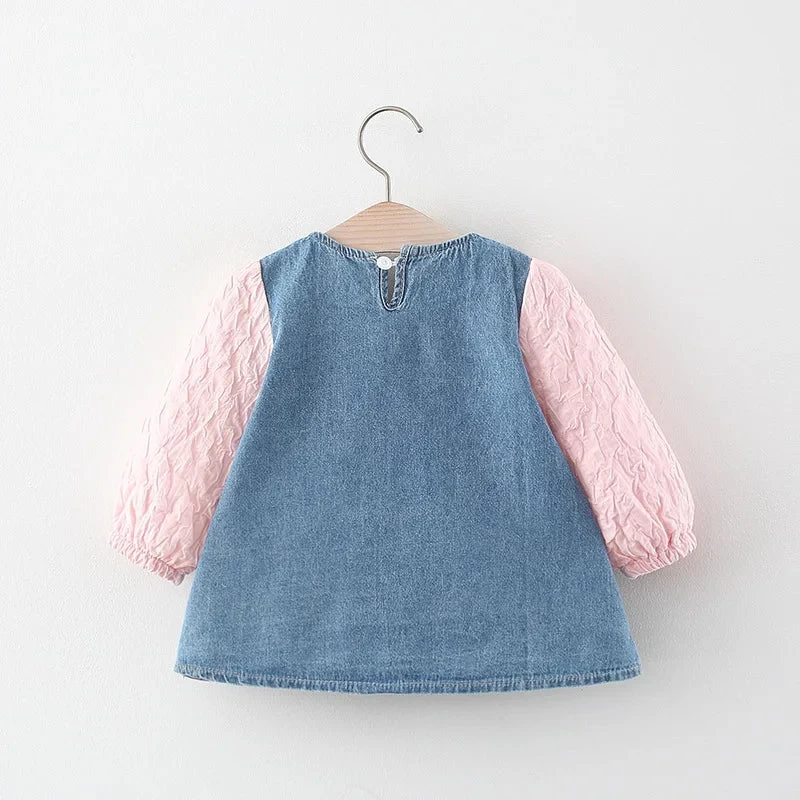 Newborn Baby Girls Spring Fall Clothes Outfits Bow Denim Dress Costume For Toddler Baby Girl Cloth 1 Year Birthday Dresses Dress - Image 2