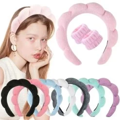 Makeup Headband Puffy Sponge Spa Head Bands For Women Girls Washing Face Skincare Yoga Facial Mask Sport Hairbands Headwear