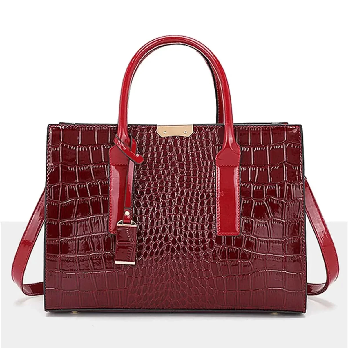 Luxury Handbag Crocodile PU Patent Leather Crossbody Bag - Image 3
