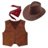 Wild West Cosplay Cowboy Cowgirl Costume Halloween Dress Up Clothes For Kids New Fringe Sleeveless Vest With Bandanna Hat Set