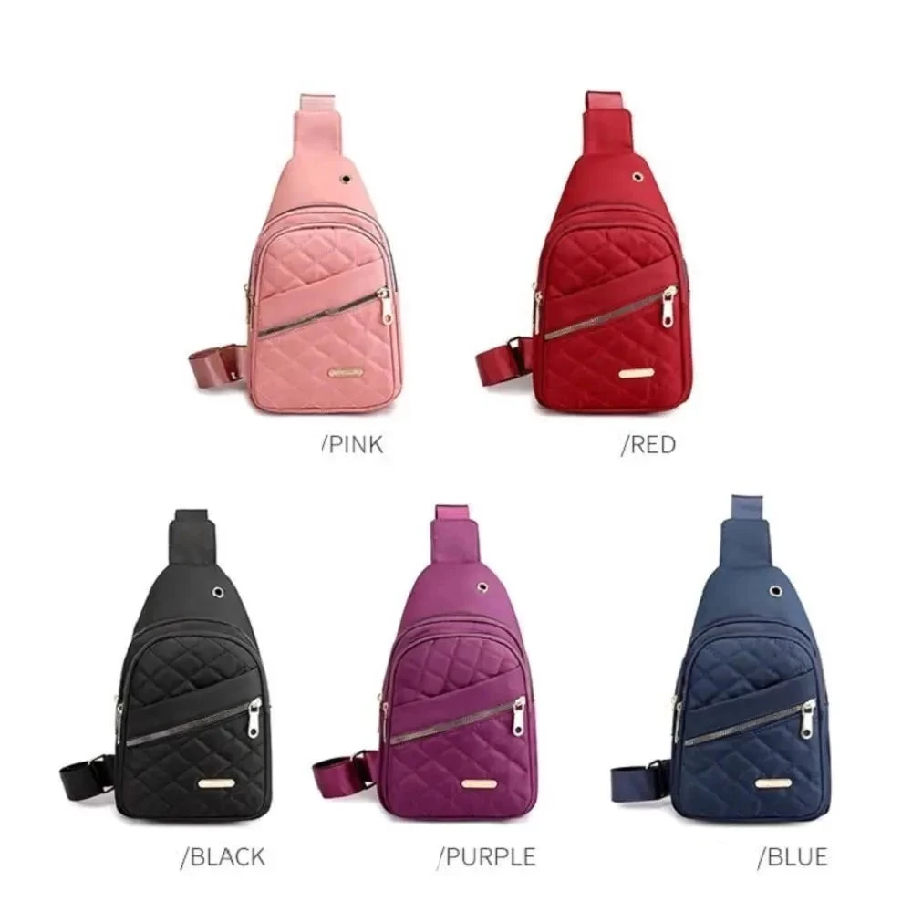 Women Embroidery Rhombus Chest Bag Multi-Layer Large-Capacity Single-Shoulder Diagonal Bag Casual Rhombus Chest Handbag - Image 4