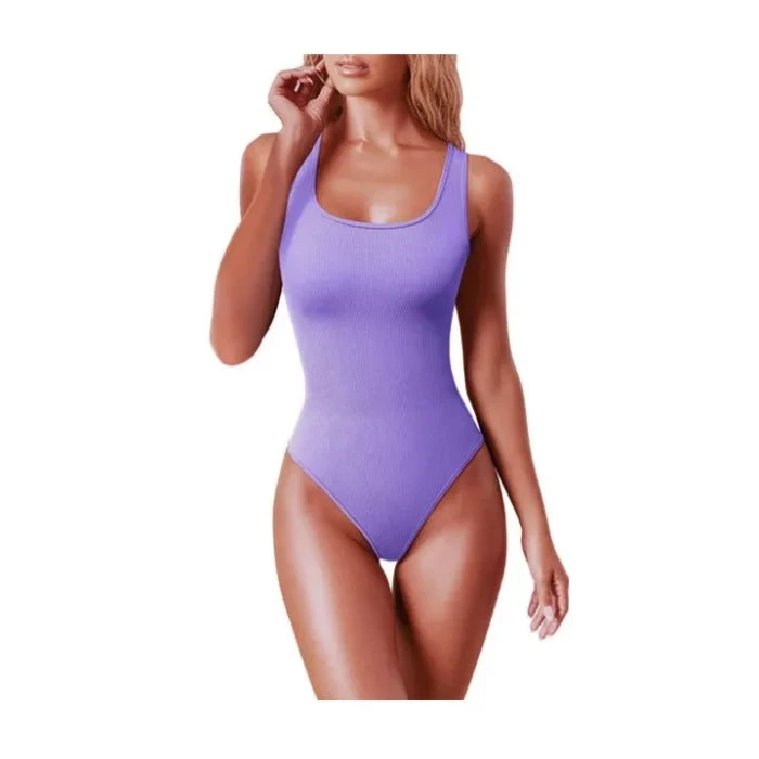 Sleeveless Bodysuits For Women Summer Basic Ribbed Sexy Crew Neck Racerback Tank Tops Body Suit Going Out - Image 13