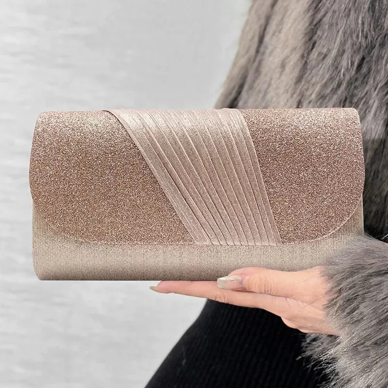 Women Evening Clutch Bag Female Crystal Day Clutch Wedding Purse Party Banquet Black Silver Clutches Bag Sequin Shoulder Bag - Image 2