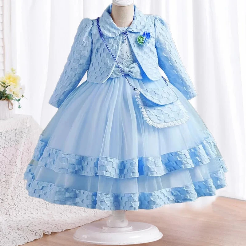 Dress Long Sleeved Birthday Party Elegant Evening Dress Performance Fluffy Girl Princess Dress - Image 5