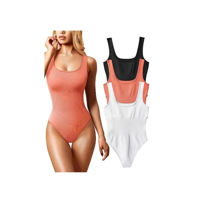 Sleeveless Bodysuits For Women Summer Basic Ribbed Sexy Crew Neck Racerback Tank Tops Body Suit Going Out - Image 9