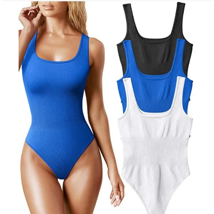 Sleeveless Bodysuits For Women Summer Basic Ribbed Sexy Crew Neck Racerback Tank Tops Body Suit Going Out - Image 12