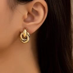 Knot Hoop Earring For Women Shiny Plating Trendy Earring Stud Cute Daily Wear Jewelry