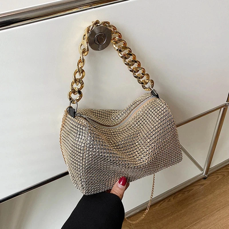 Full Rhinestone Shoulder Bags Bling Diamond Crossbody Bag Women Wedding Party Handbags Fashion Shoulder Purses New Chains Bags - Image 3