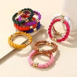 Colorful Open Bracelet Adjustable Women Retro Charm Resin Bangle Bracelet Banquet Jewelry Hand Banquet Accessories