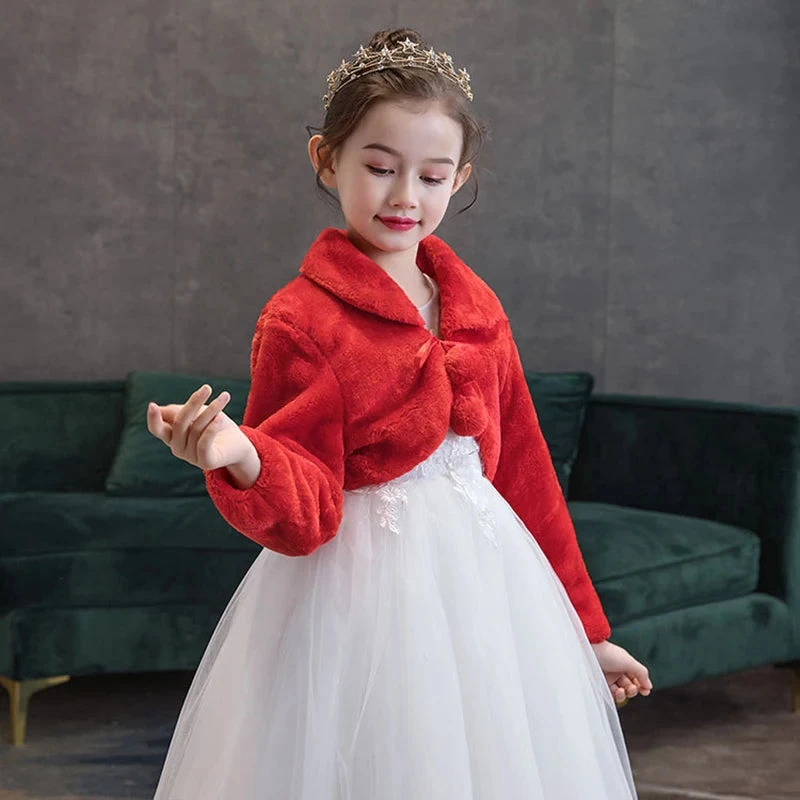 Girls Plush Jacket Keep Warm Little Princess Cloak Long Sleeve Shawl Christmas Birthday Party New Kids Clothes - Image 5