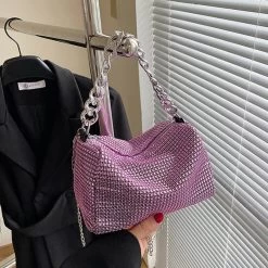 Full Rhinestone Shoulder Bags Bling Diamond Crossbody Bag Women Wedding Party Handbags Fashion Shoulder Purses New Chains Bags