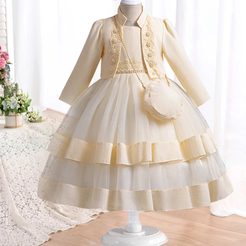 Dress Long Sleeved Birthday Party Elegant Evening Dress Performance Fluffy Girl Princess Dress - Image 3