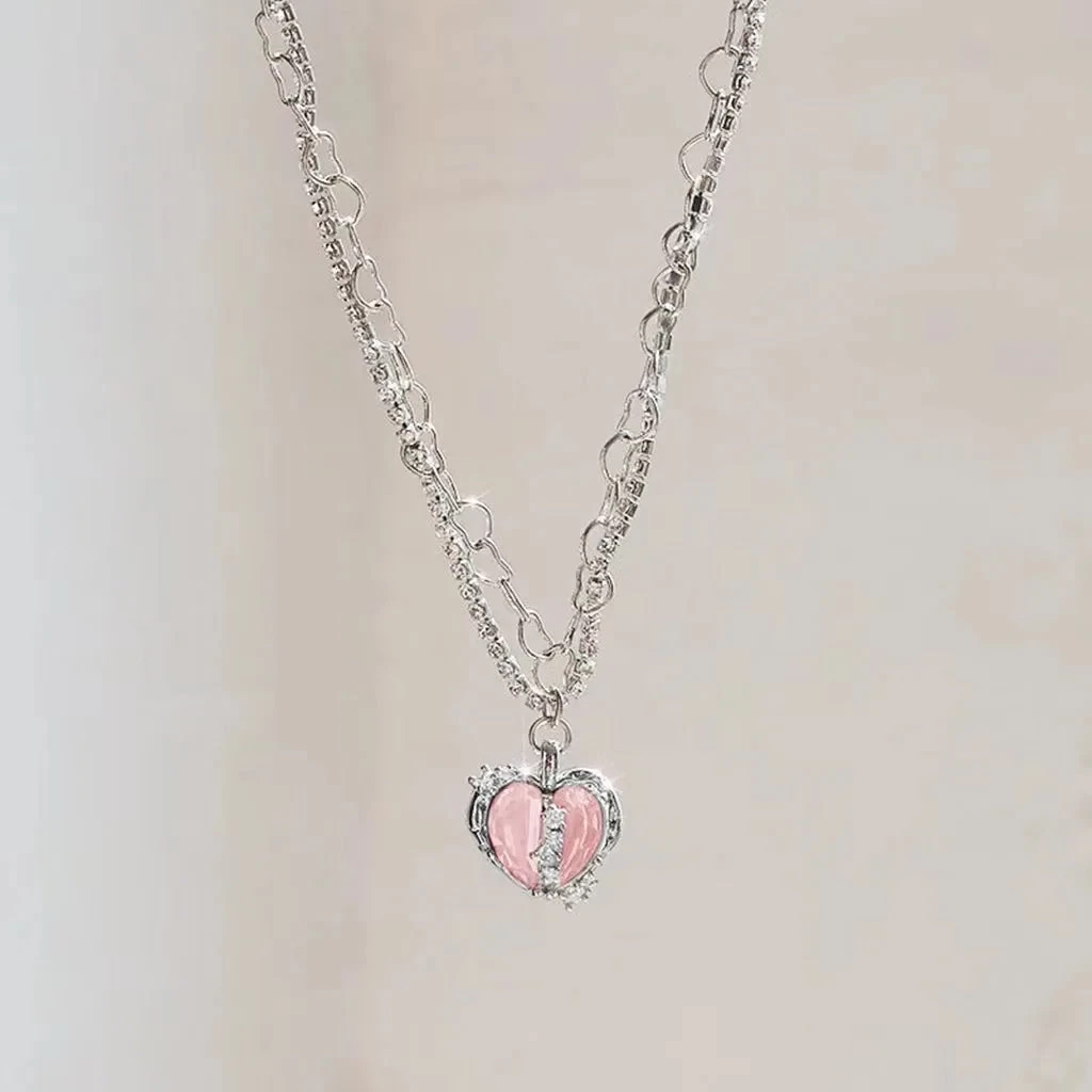 Black Heart Pendant Necklace Punk Shiny Rhinestone Star Asymmetric Chain Necklace For Women Neck Chain Y2K Jewelry - Image 17