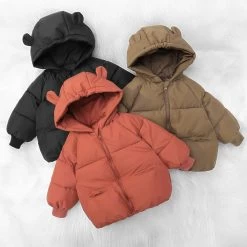 Kid Thicken Fashion Cotton Coat Boy Children Solid Cardigan Hooded Long Sleeve Tops Girl Baby Warm Casual Jacket