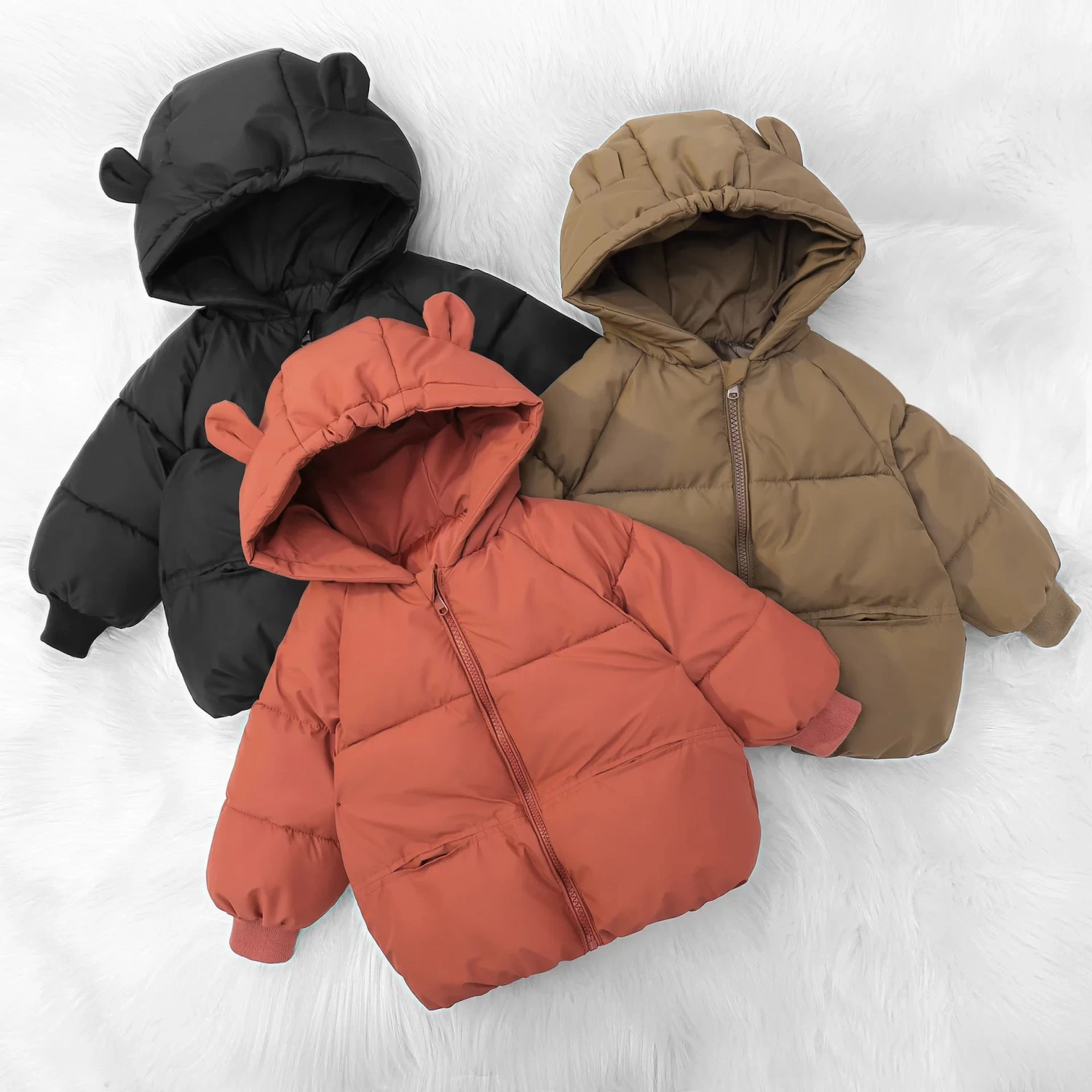 Kid Thicken Fashion Cotton Coat Boy Children Solid Cardigan Hooded Long Sleeve Tops Girl Baby Warm Casual Jacket