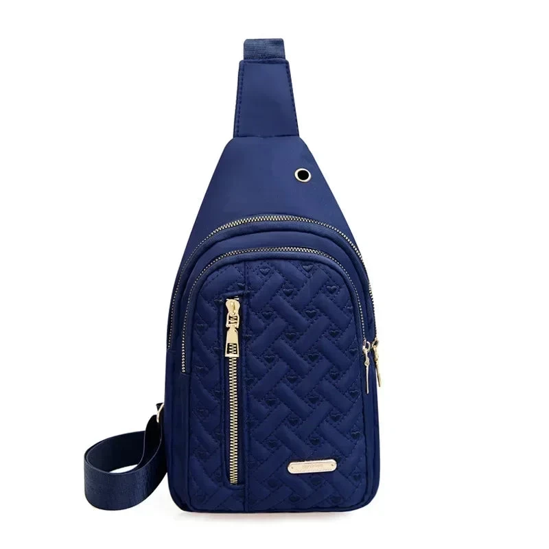 Rhombus Embroidery Thread Women's Bag Fashion Lattice Nylon Chest Handbag Classic Rhombus Single