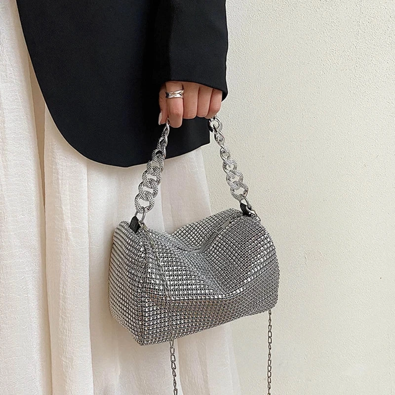 Full Rhinestone Shoulder Bags Bling Diamond Crossbody Bag Women Wedding Party Handbags Fashion Shoulder Purses New Chains Bags - Image 4