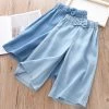 Children Wide Leg Pants Summer Casual Thin Chiffon Cropped Trousers For Teenager Girls