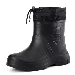 Winter Windproof Cotton Rain Boots Men Warm Light Ankle Rainboots Fashion Black Slip On Rain Shoes Men Waterproof Work