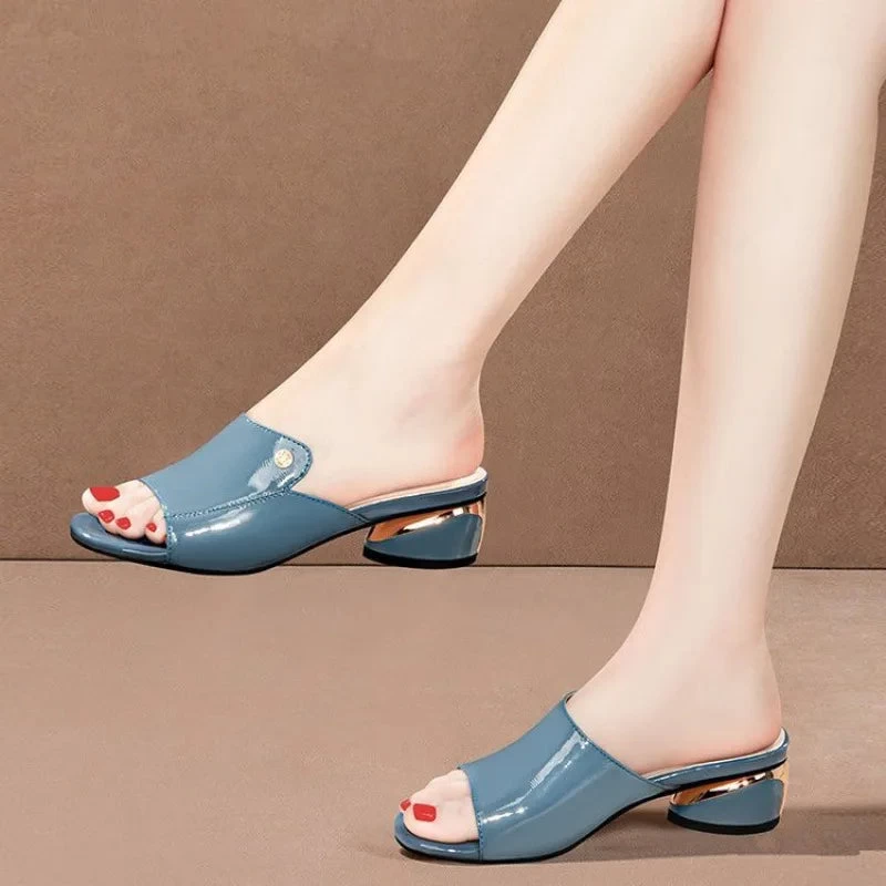 Women's Shoes Fashion Red Sexy XSlippers PU Soft Leather Ladies Comfortable Sandals