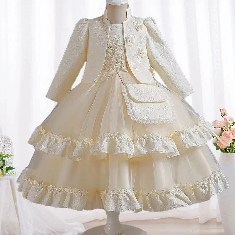 Dress Long Sleeved Birthday Party Elegant Evening Dress Performance Fluffy Girl Princess Dress - Image 7