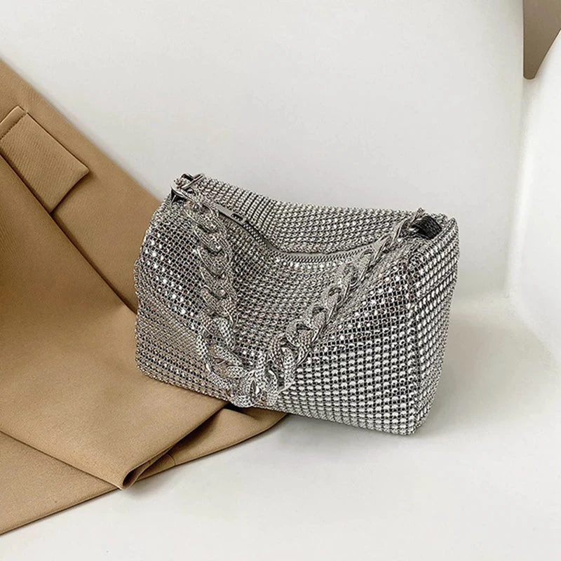 Full Rhinestone Shoulder Bags Bling Diamond Crossbody Bag Women Wedding Party Handbags Fashion Shoulder Purses New Chains Bags - Image 8