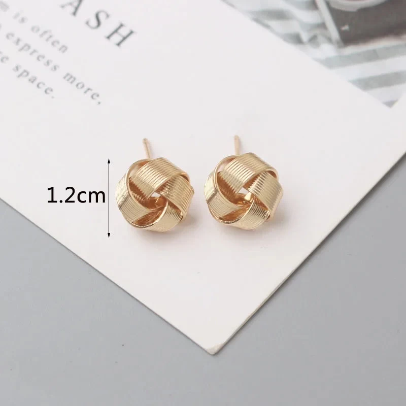 Tiny Metal Stud Earrings For Women Gold Color Twist Round Earrings Small Unusual Earrings - Image 12