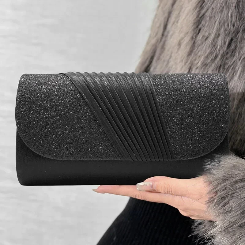 Women Evening Clutch Bag Female Crystal Day Clutch Wedding Purse Party Banquet Black Silver Clutches Bag Sequin Shoulder Bag - Image 4