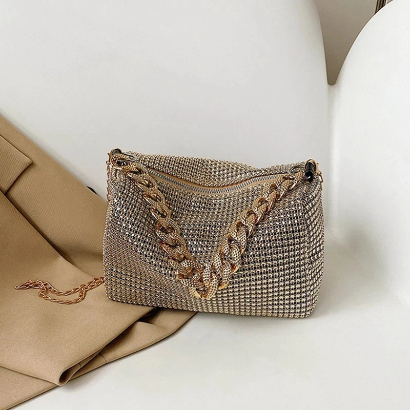Full Rhinestone Shoulder Bags Bling Diamond Crossbody Bag Women Wedding Party Handbags Fashion Shoulder Purses New Chains Bags - Image 9