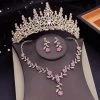 Crystal Tiaras Bridal Jewelry Sets For Women Crown Flower Choker Necklace Sets Wedding Bride Costume Jewelry Set
