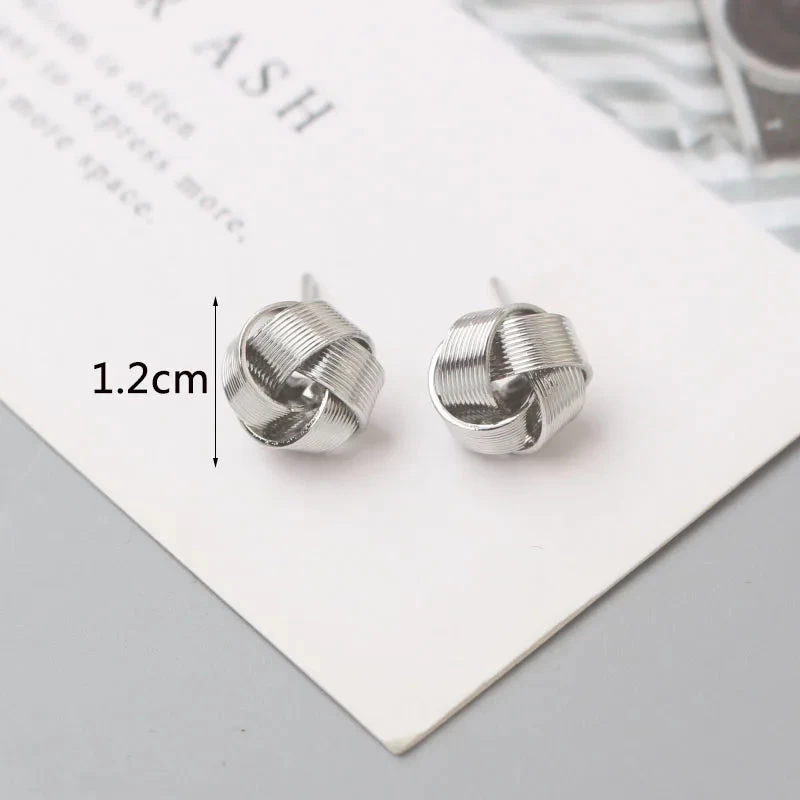 Tiny Metal Stud Earrings For Women Gold Color Twist Round Earrings Small Unusual Earrings - Image 10