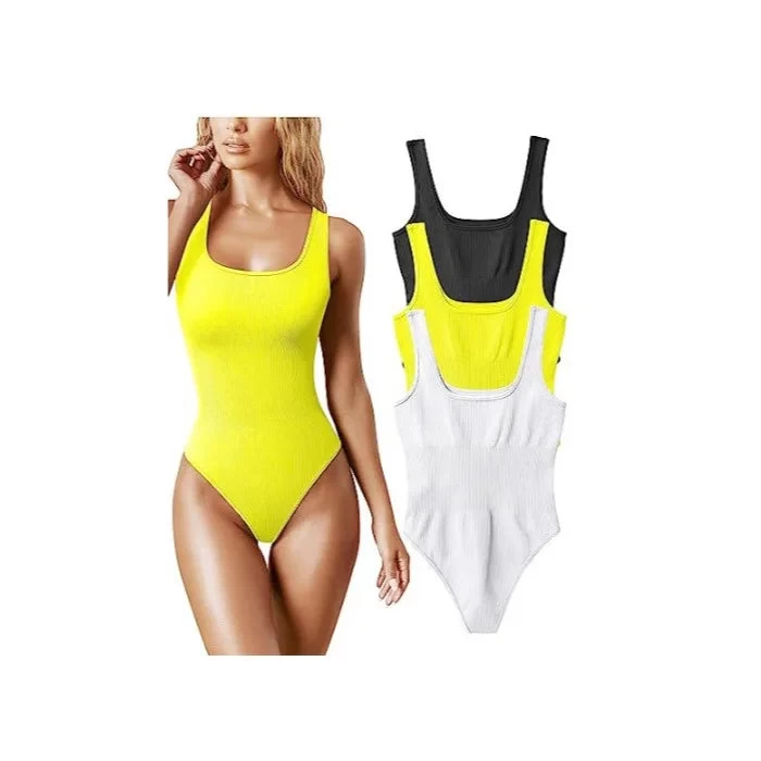 Sleeveless Bodysuits For Women Summer Basic Ribbed Sexy Crew Neck Racerback Tank Tops Body Suit Going Out - Image 10