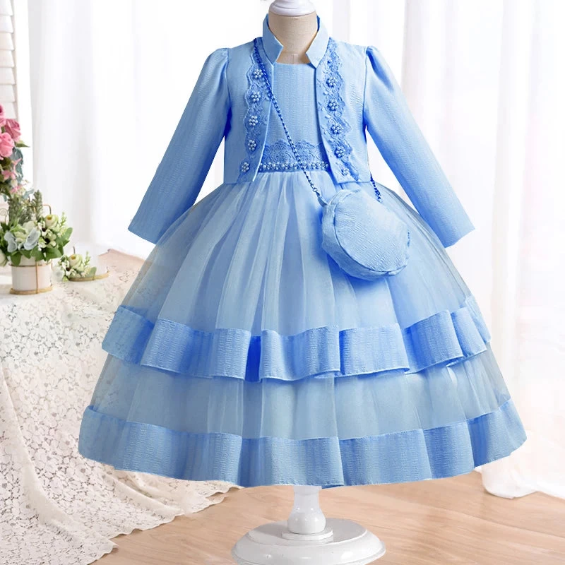 Dress Long Sleeved Birthday Party Elegant Evening Dress Performance Fluffy Girl Princess Dress - Image 12