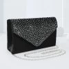 Elegant Rhinestone Evening Bag Ruched Clutch Purse Luxury Flap Handbag